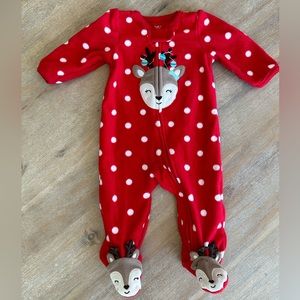 3M Carter’s Baby Christmas Fleece Sleeper / Footie Pajamas - Reindeer
